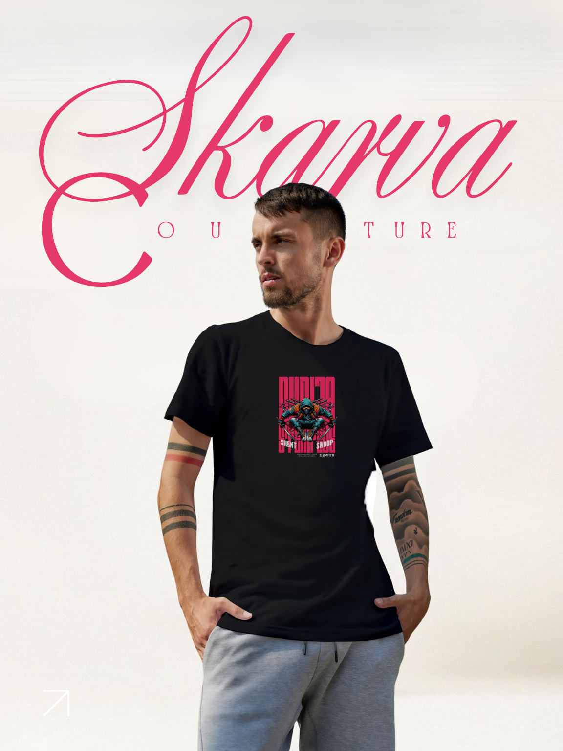 SILENT SWOOP (Half sleeve round neck t-shirt)