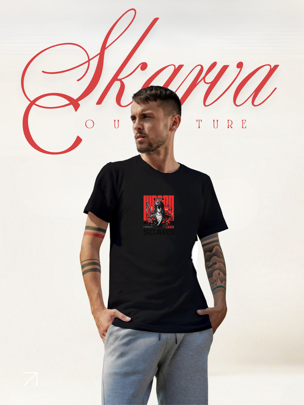 SCARS TEACHE YOU A LESSON (Half sleeve round neck t-shirt)