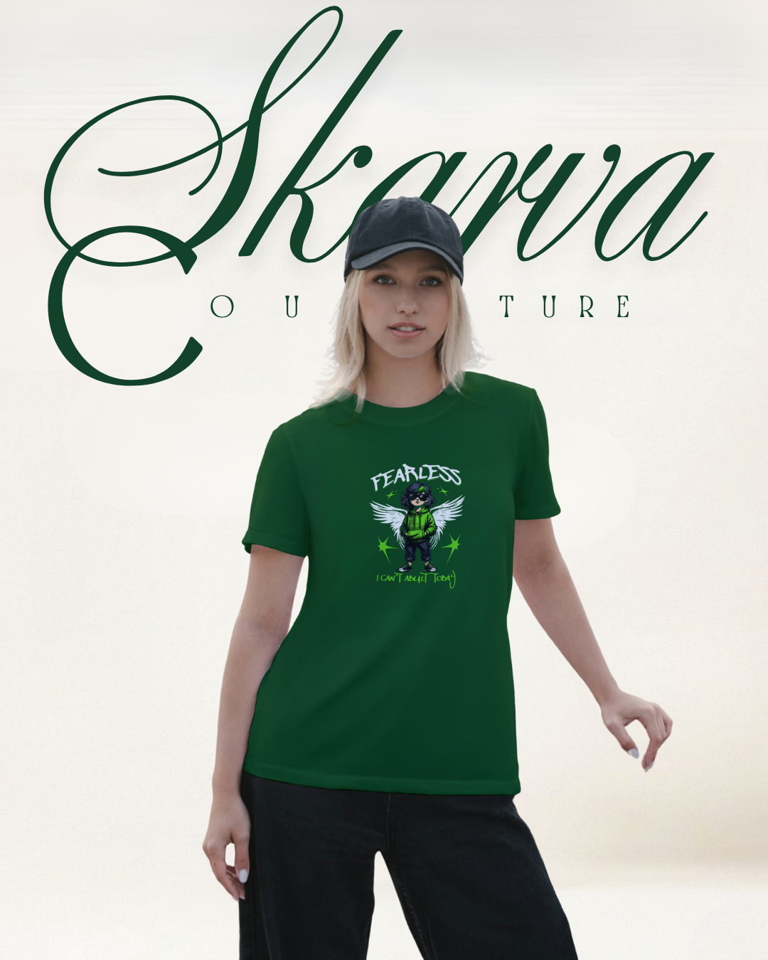 FEARLESS COOL GIRL CHARACTER (Half sleeve round neck t-shirt)