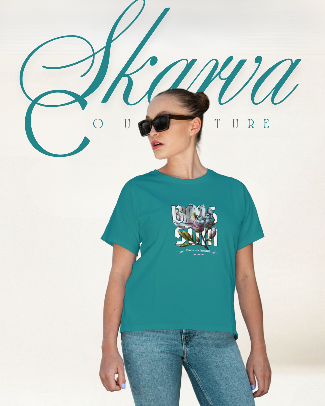 BLOSSOM (Half sleeve round neck t-shirt)